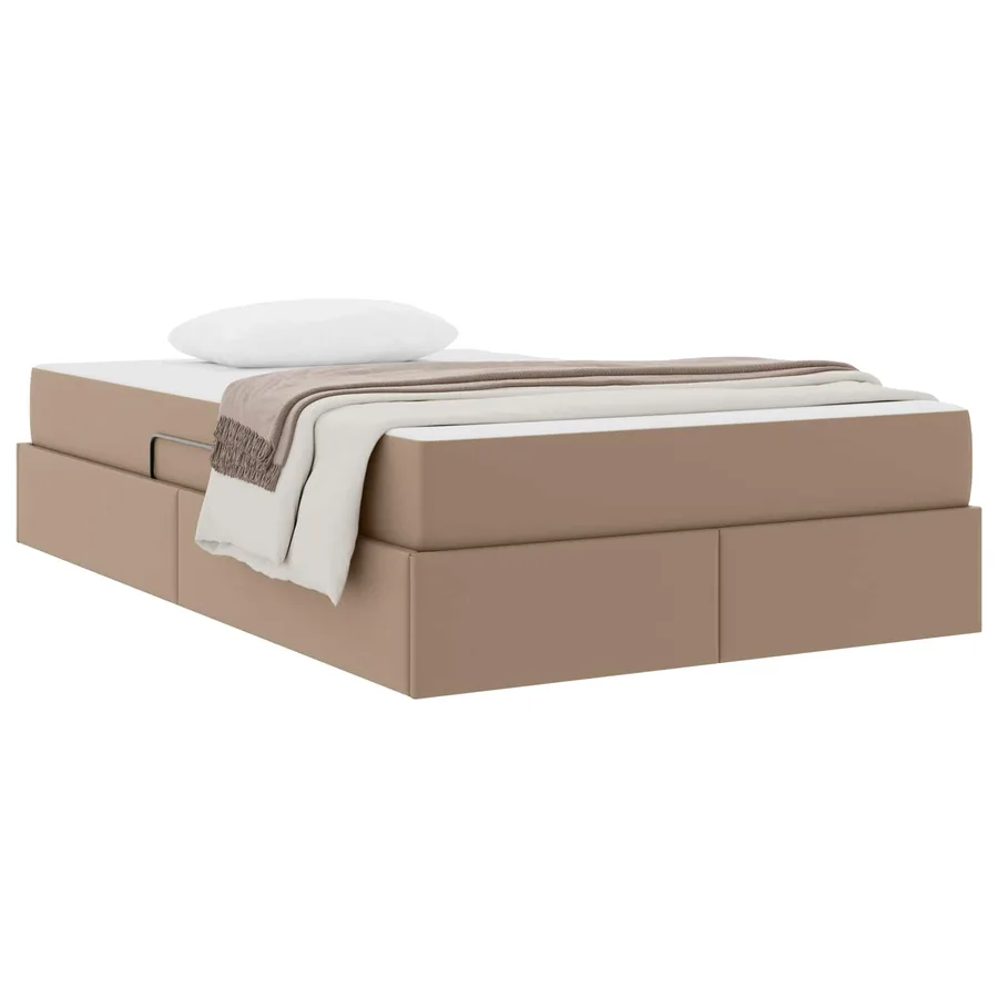 Lit avec rangement et matelas 2 pcs Cappuccino Cuir - 3