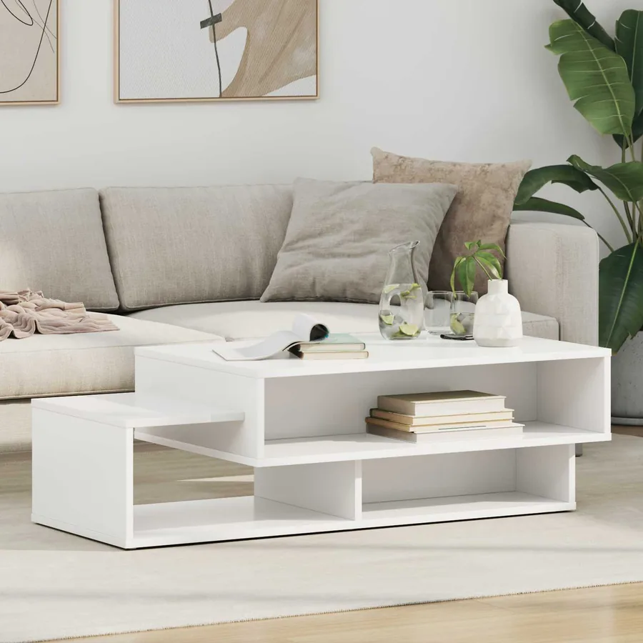 Table basse Blanc 105 x 50 x 32,5 cm Bois d'ingénierie