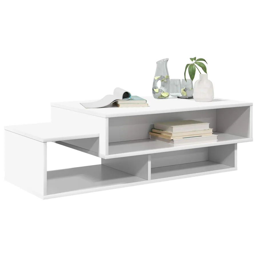 Table basse Blanc 105 x 50 x 32,5 cm Bois d'ingénierie - 3