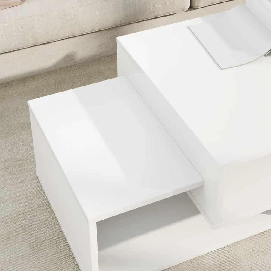 Table basse Blanc 105 x 50 x 32,5 cm Bois d'ingénierie - 4