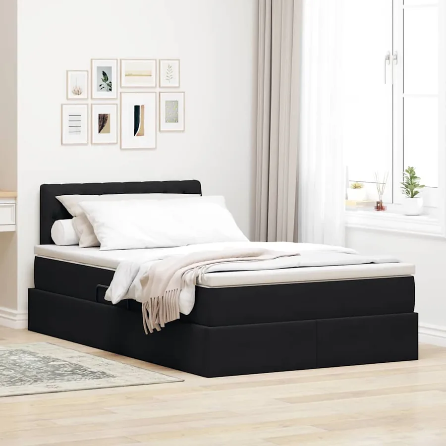 Lit de Rangement avec matelas Noir 120 x 200 cm Velours
