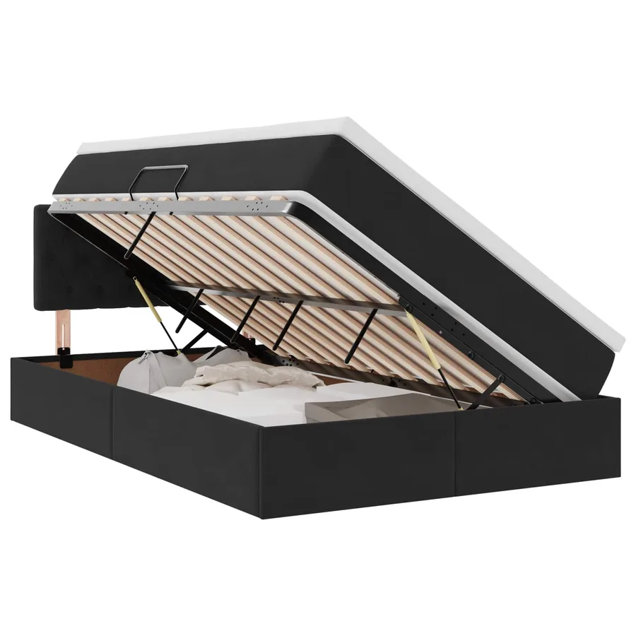 Lit de Rangement avec matelas Noir 120 x 200 cm Velours - 2