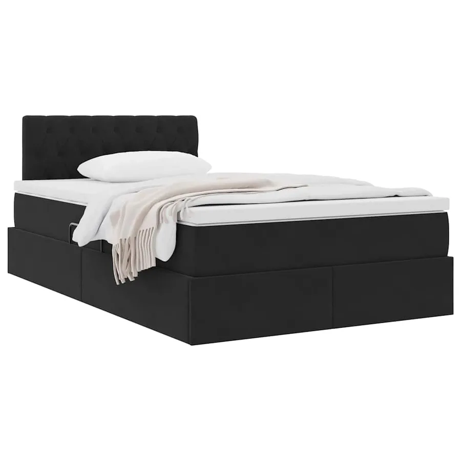 Lit de Rangement avec matelas Noir 120 x 200 cm Velours - 3