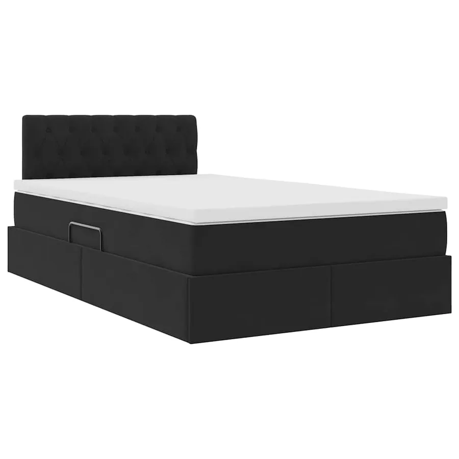 Lit de Rangement avec matelas Noir 120 x 200 cm Velours - 5