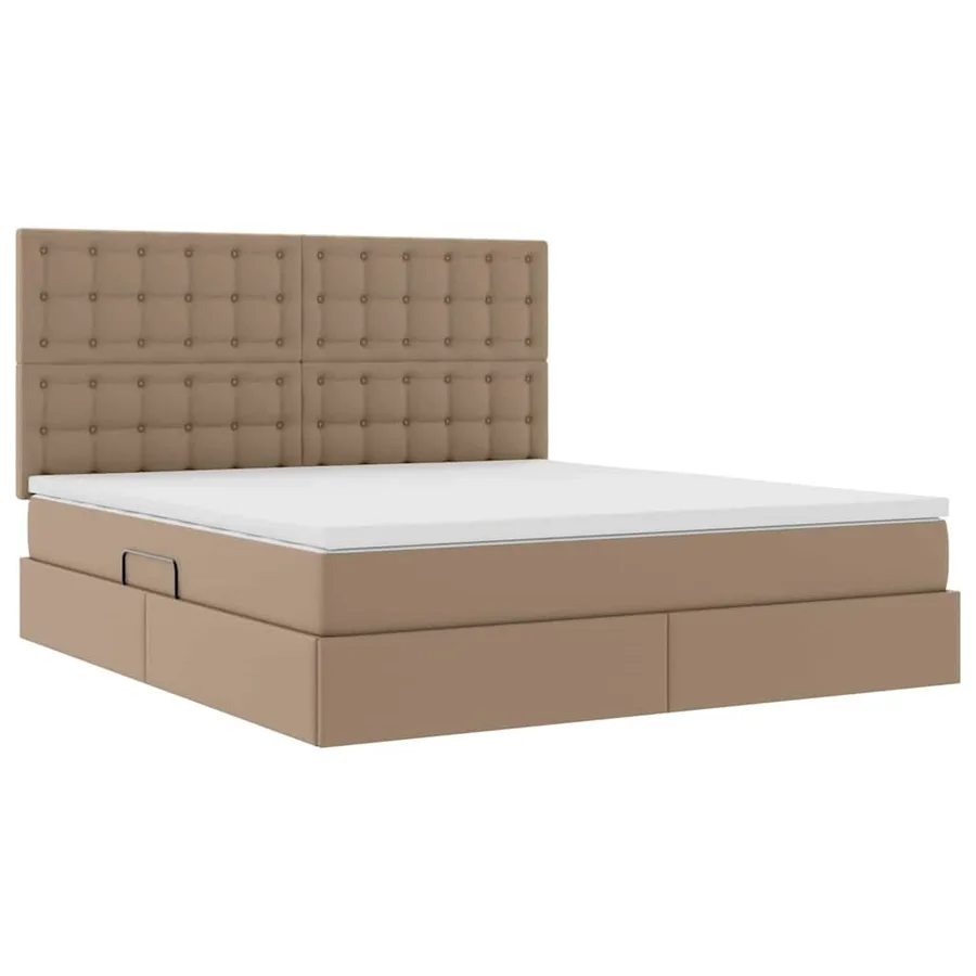 Lit avec rangement et LED Cappuccino 160 x 200 cm Simili cuir - 6