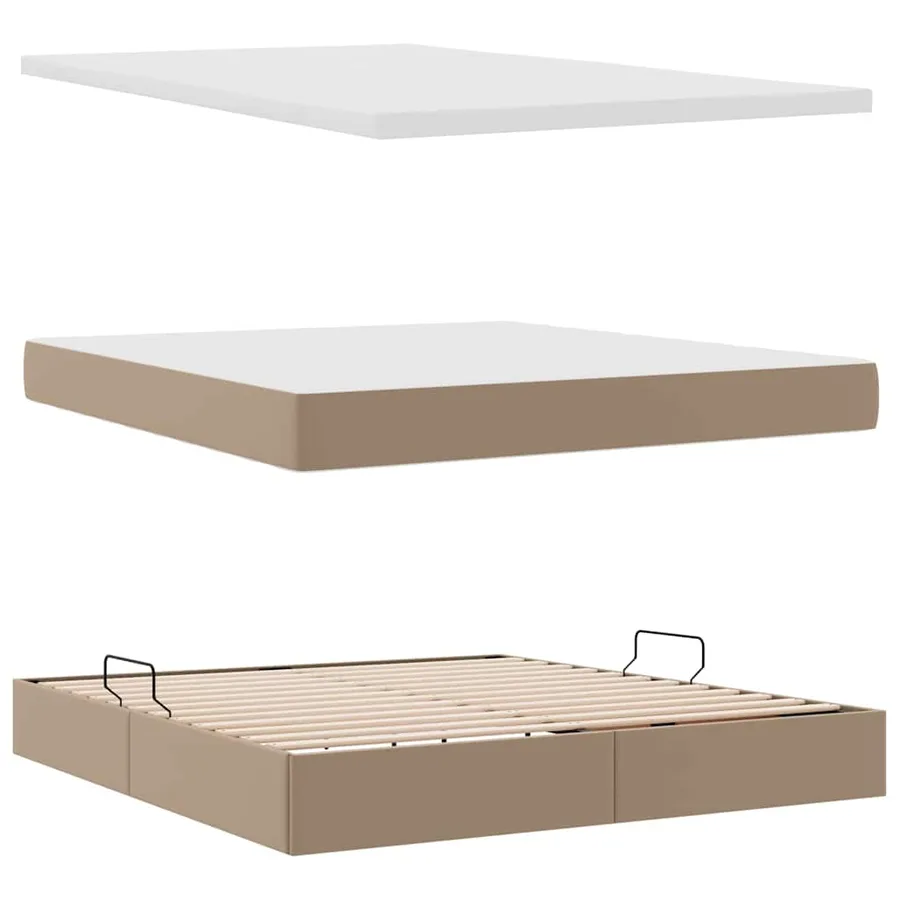 Lit avec rangement et LED Cappuccino 160 x 200 cm Simili cuir - 9