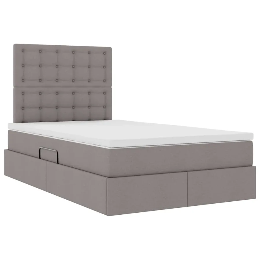 Lit avec rangement et matelas Taupe 120 x 190 cm tissu - 5