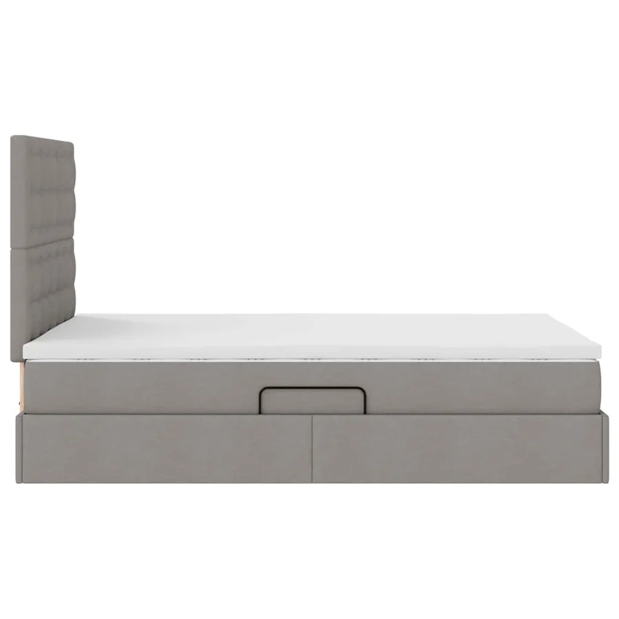 Lit avec rangement et matelas Taupe 120 x 190 cm tissu - 8