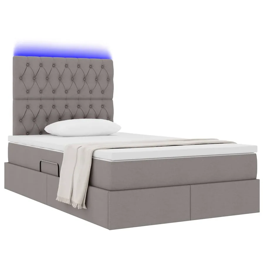 Lit de rangement LED avec matelas Taupe 120 x 190 cm Tissu - 3