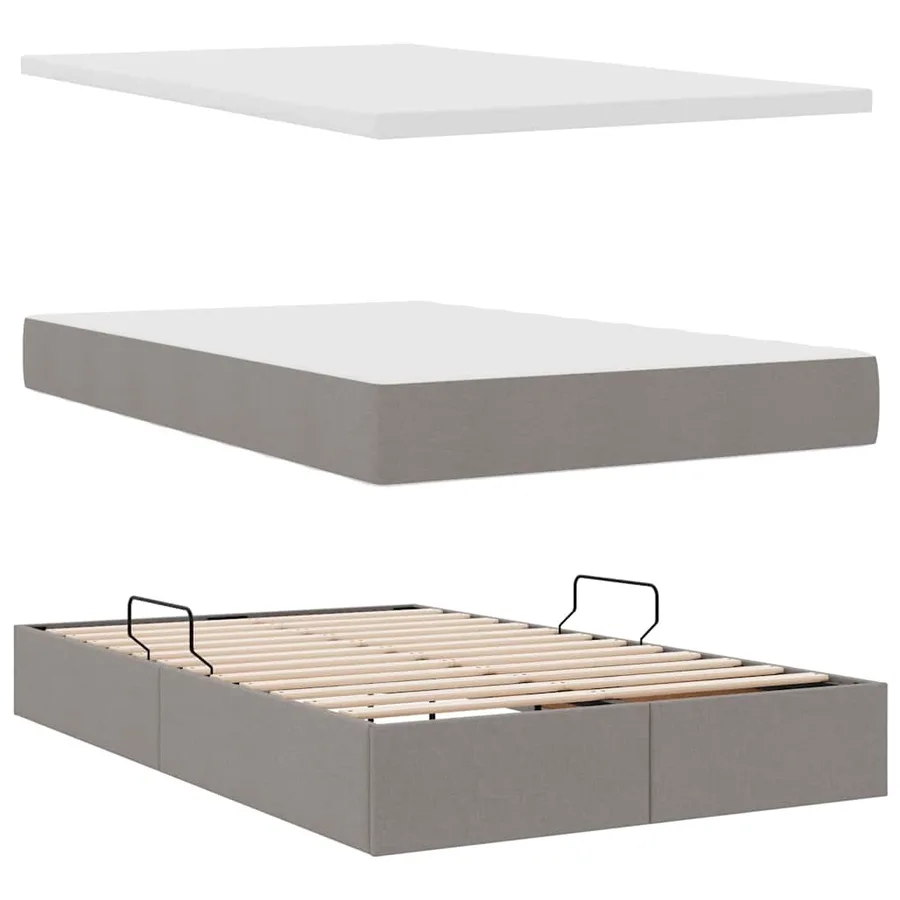 Lit de rangement LED avec matelas Taupe 120 x 190 cm Tissu - 9