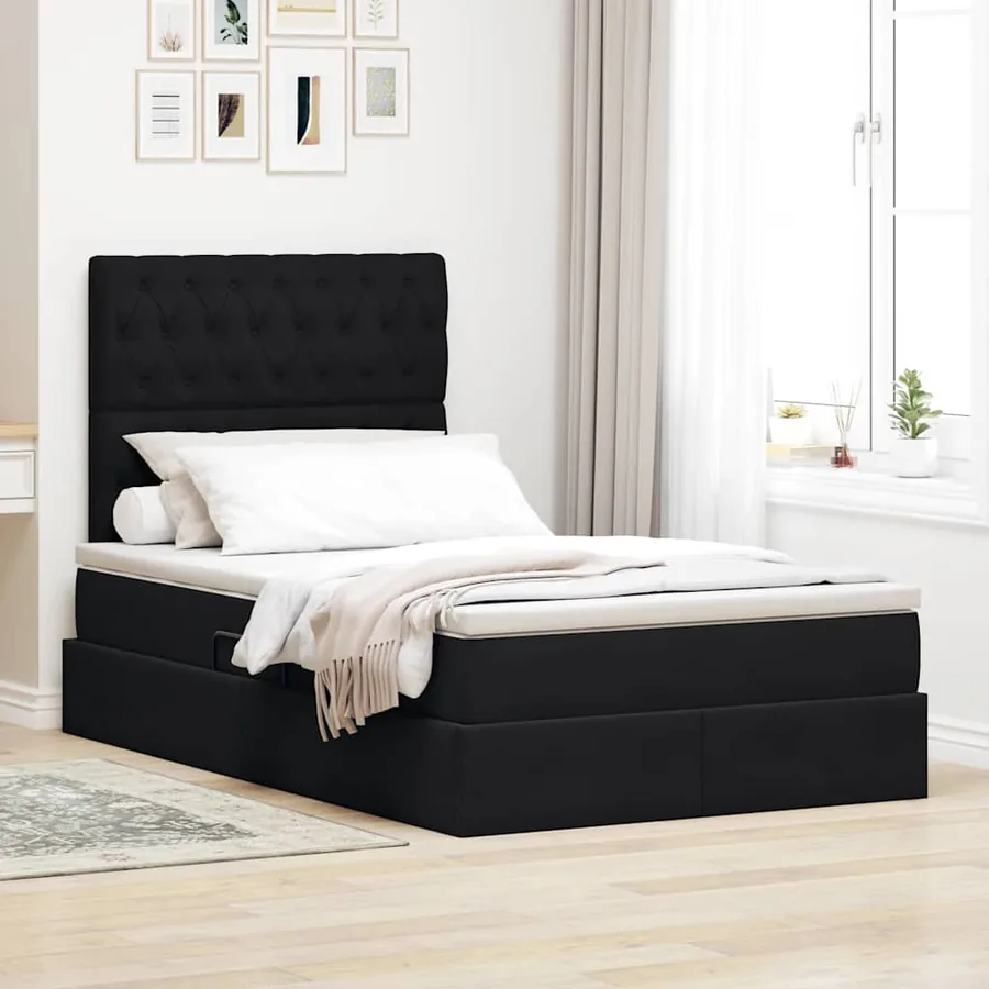 Lit de rangement LED avec matelas Noir 120 x 200 cm Velours