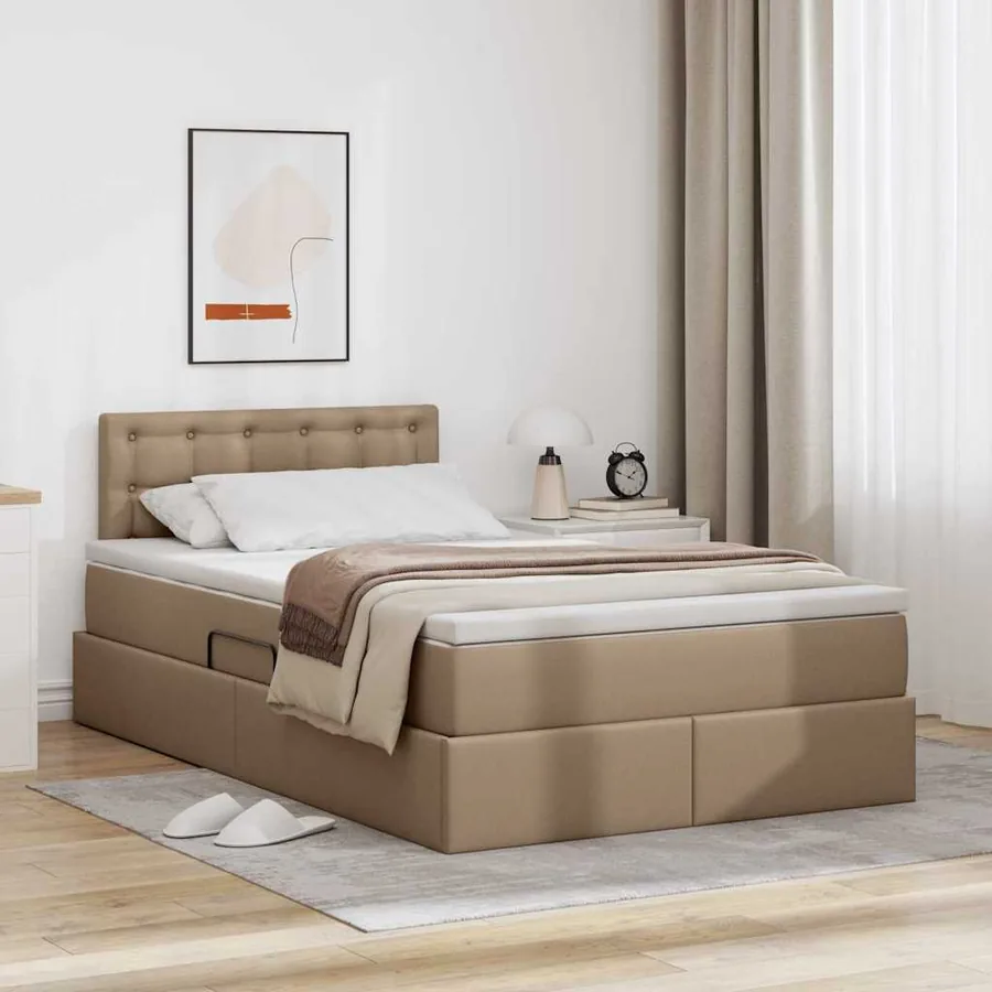 Lit avec rangement et matelas Cappuccino 120 x 190 cm