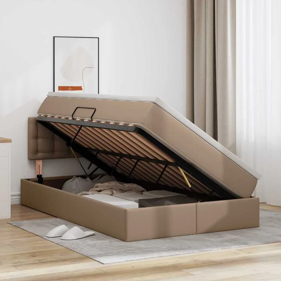 Lit avec rangement et matelas Cappuccino 120 x 190 cm - 4