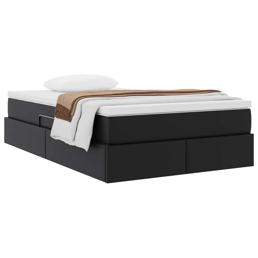 Lit avec rangement et matelas Noir 120 x 190 cm Simili cuir - 3