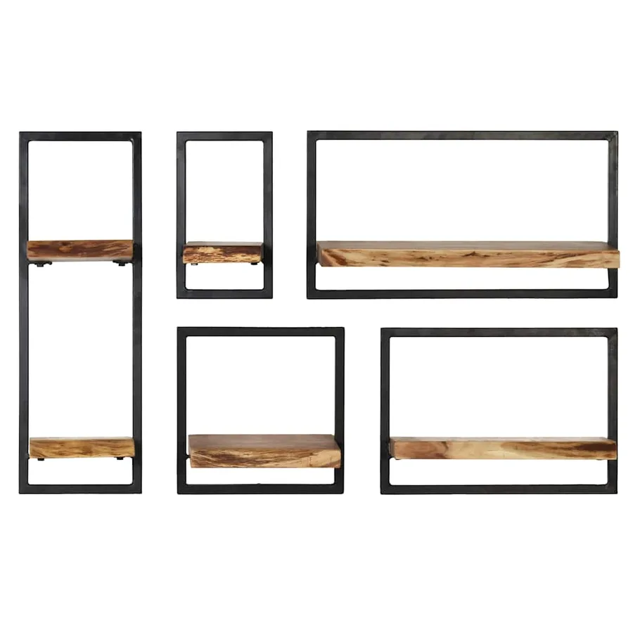 Set d'étagères murales 5 pcs Bois d'acacia massif et acier - 2