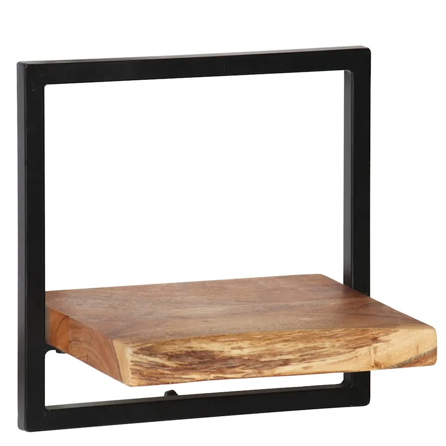 Wall shelf set 5 pcs Solid acacia wood and steel - 4