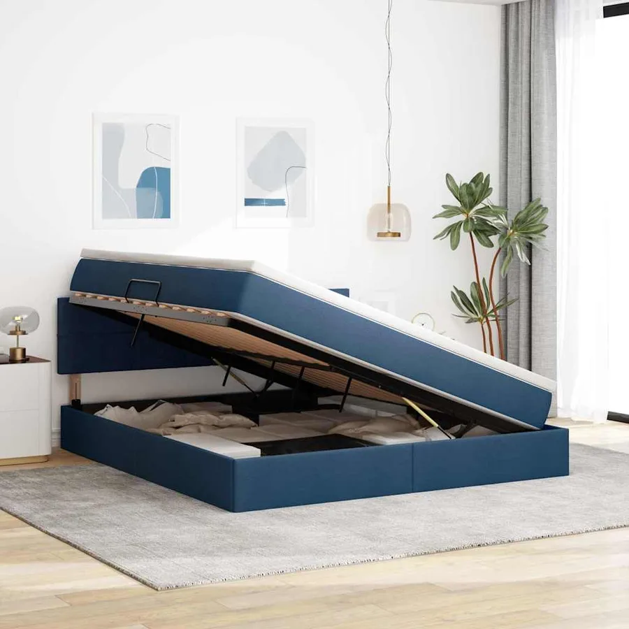 Lit avec rangement et matelas avec matelas Bleu 160 x 200 cm - 4