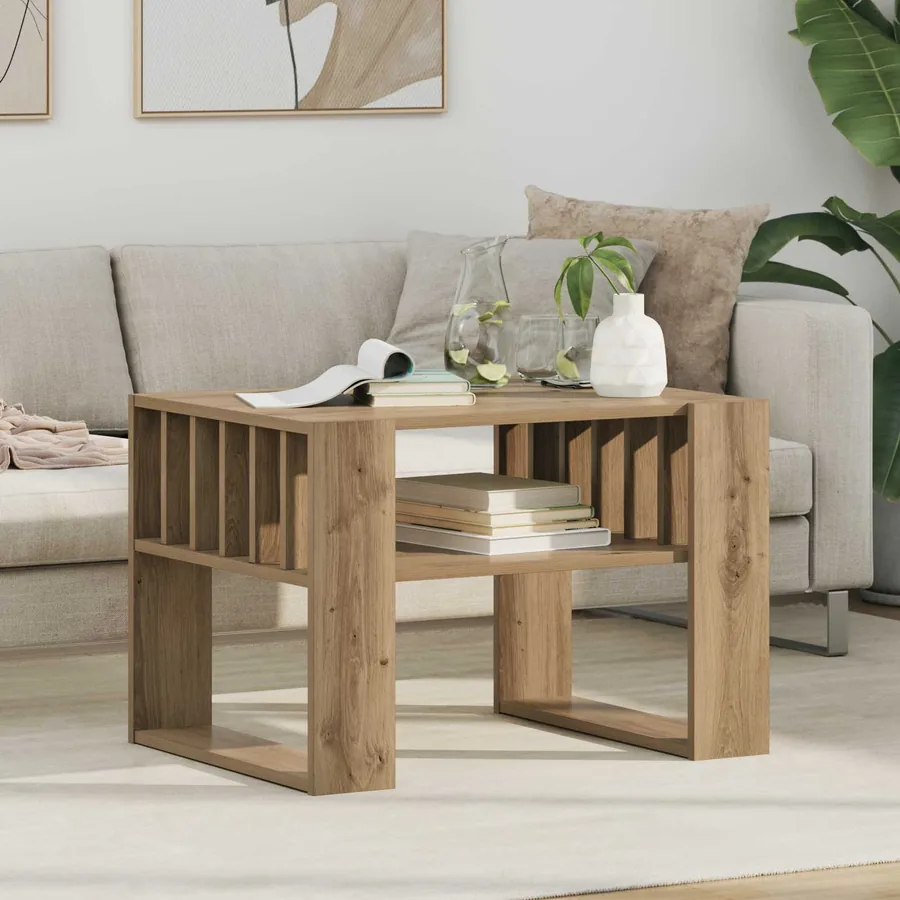 Table basse Chêne artisanal 66 x 49,5 x 45 cm Bois d'ingénierie