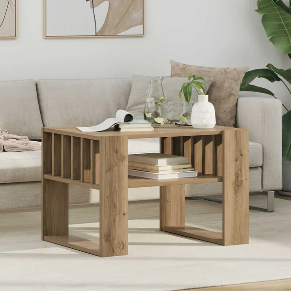 Table basse Chêne artisanal 66 x 49,5 x 45 cm Bois d'ingénierie