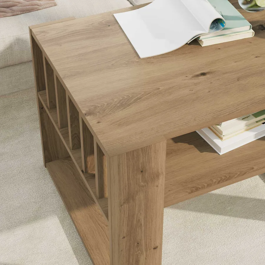Table basse Chêne artisanal 66 x 49,5 x 45 cm Bois d'ingénierie - 4