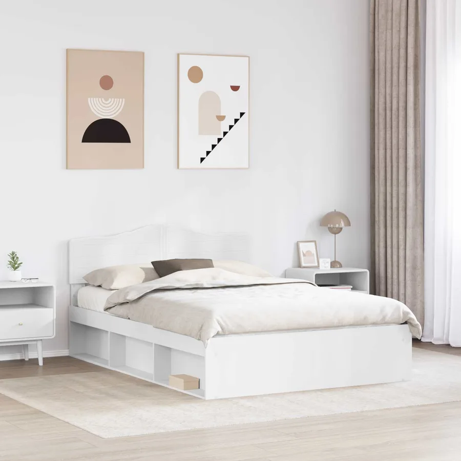 Cadre de lit Blanc 150 x 200 cm Bois de pin massif - 3