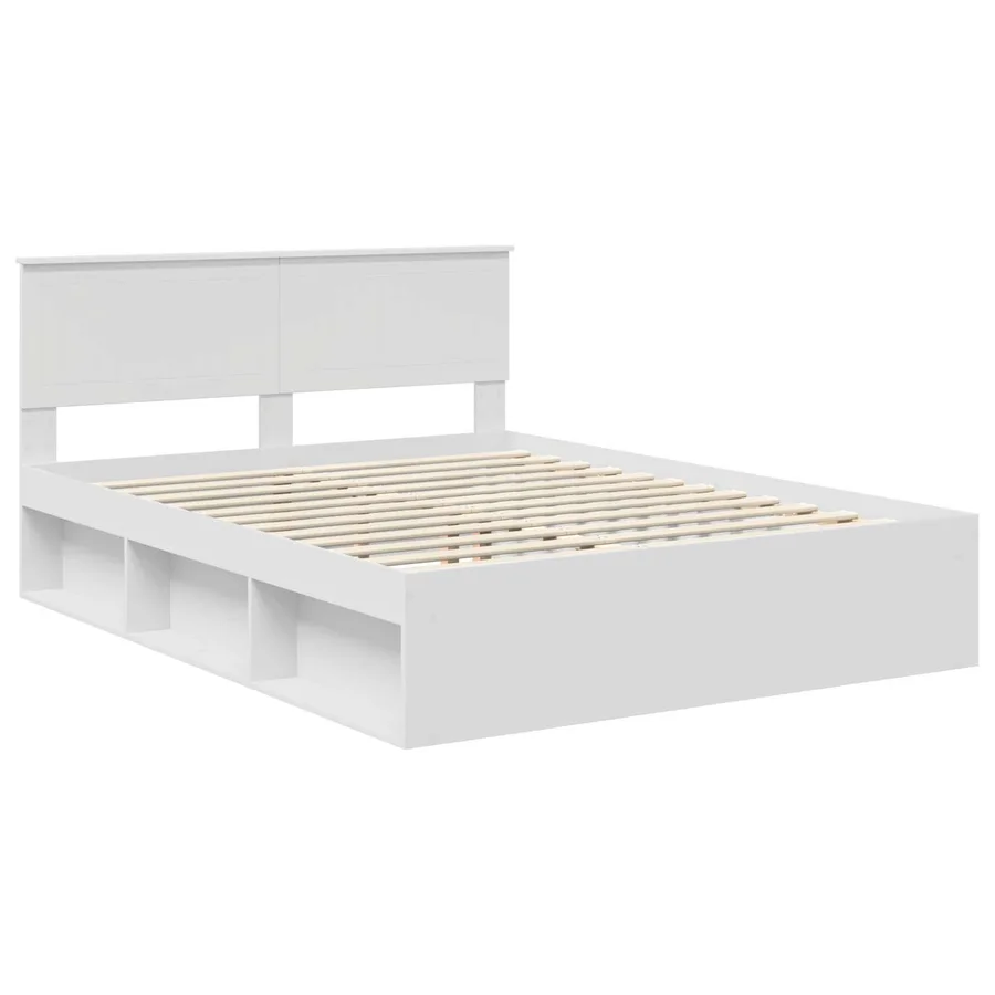 Cadre de lit avec tête de lit Blanc 150 x 200 cm Pin massif - 4