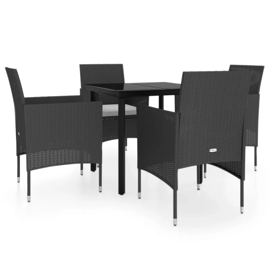 Ensemble à manger de jardin avec coussins 5 pcs Noir - 2