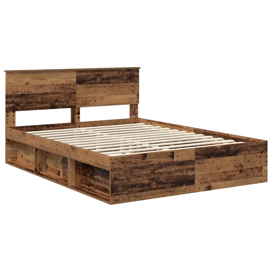Cadre de lit Bois ancien 150 x 200 cm Pin massif - 4