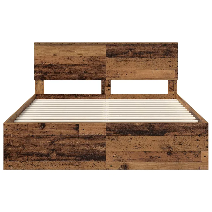 Cadre de lit Bois ancien 150 x 200 cm Pin massif - 7