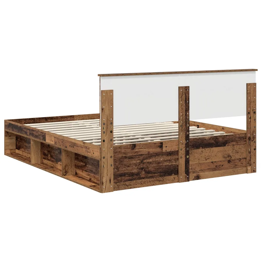 Cadre de lit Bois ancien 150 x 200 cm Pin massif - 9