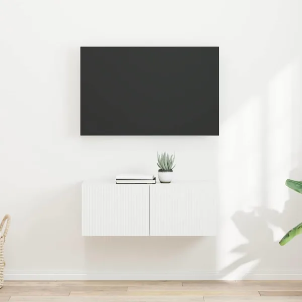 Meuble TV mural 2 pcs Blanc 39 x 31 x 29,5 cm Bois d'ingénierie