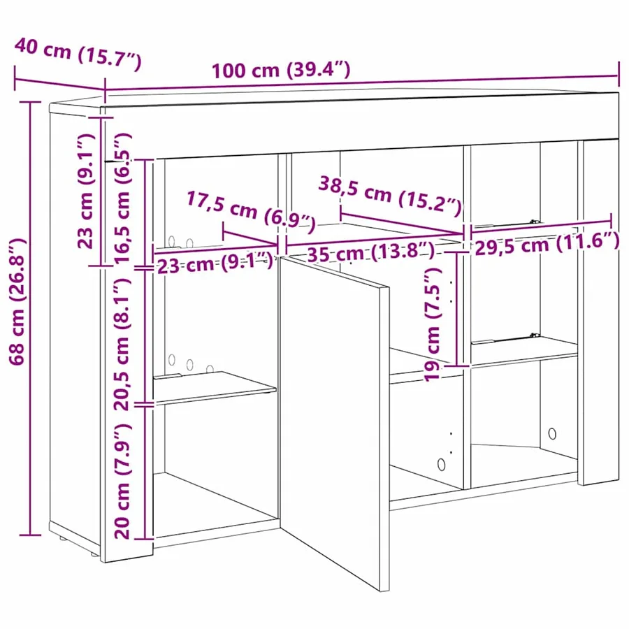 Meuble TV LED d'Angle 100x40x68cm Chêne artisanal - 17