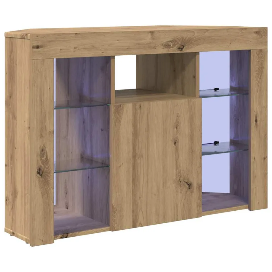 Meuble TV LED d'Angle 100x40x68cm Chêne artisanal - 2