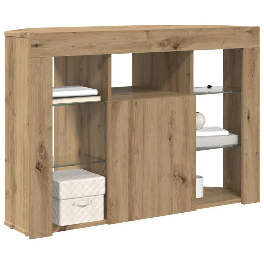 Meuble TV LED d'Angle 100x40x68cm Chêne artisanal - 3
