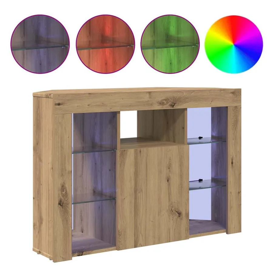 Meuble TV LED d'Angle 100x40x68cm Chêne artisanal - 4