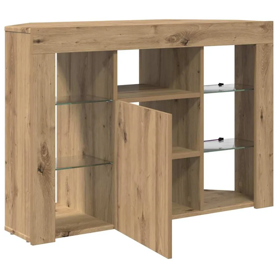 Meuble TV LED d'Angle 100x40x68cm Chêne artisanal - 7