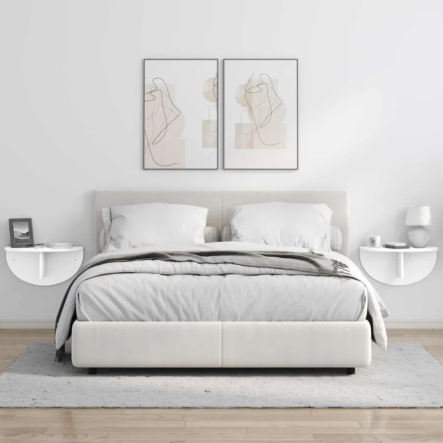 Étagère Murale 2 pcs Blanc 48 x 24 x 24 cm Bois d'ingénierie - 4
