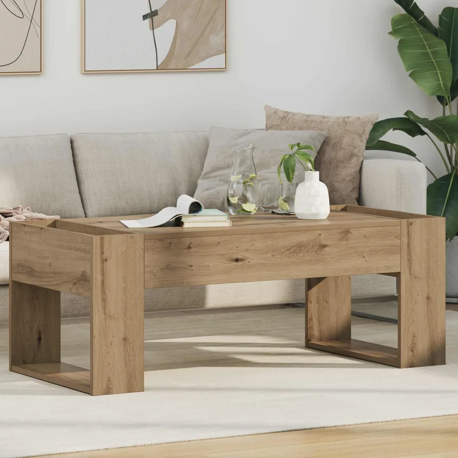 Table basse Chêne artisanal 110 x 50 x 41 cm Bois d'ingénierie