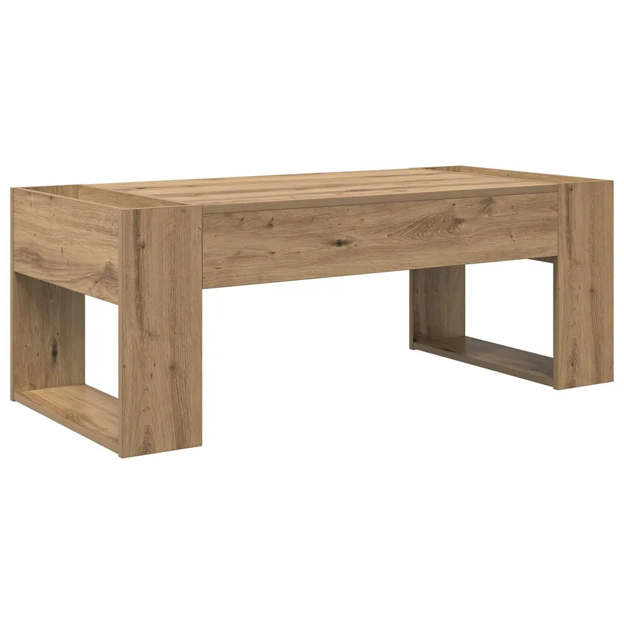 Table basse Chêne artisanal 110 x 50 x 41 cm Bois d'ingénierie - 2