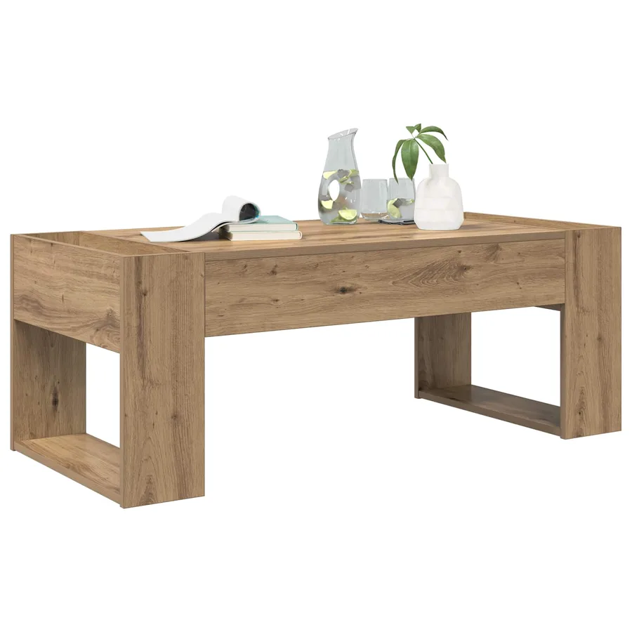 Table basse Chêne artisanal 110 x 50 x 41 cm Bois d'ingénierie - 3