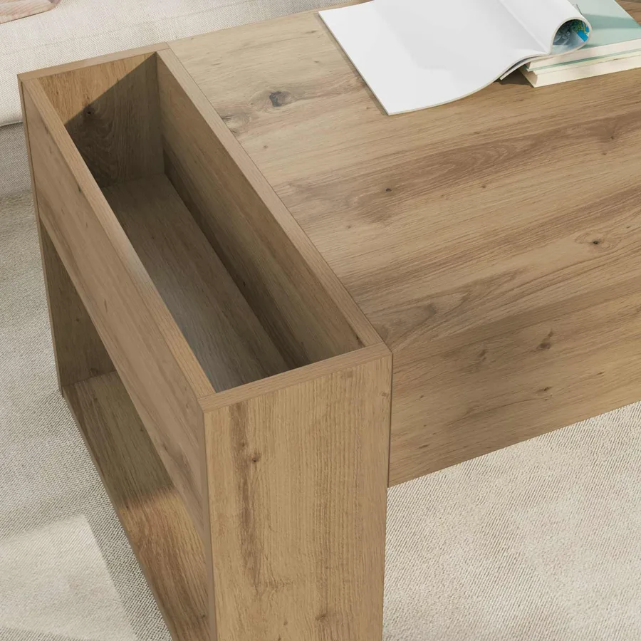 Table basse Chêne artisanal 110 x 50 x 41 cm Bois d'ingénierie - 4