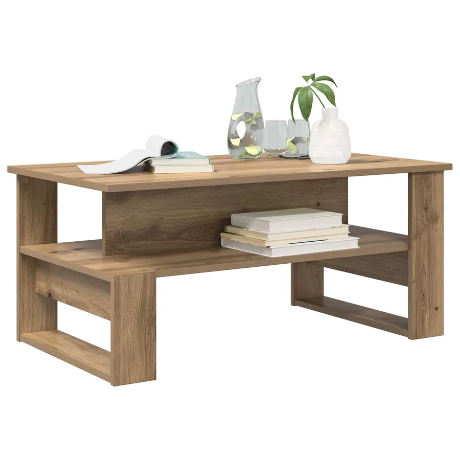 Table basse Chêne artisanal 90 x 50 x 40 cm Bois d'ingénierie - 3