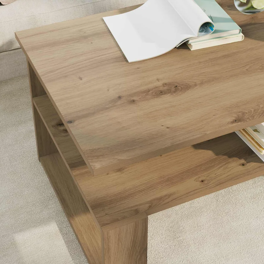 Table basse Chêne artisanal 90 x 50 x 40 cm Bois d'ingénierie - 4