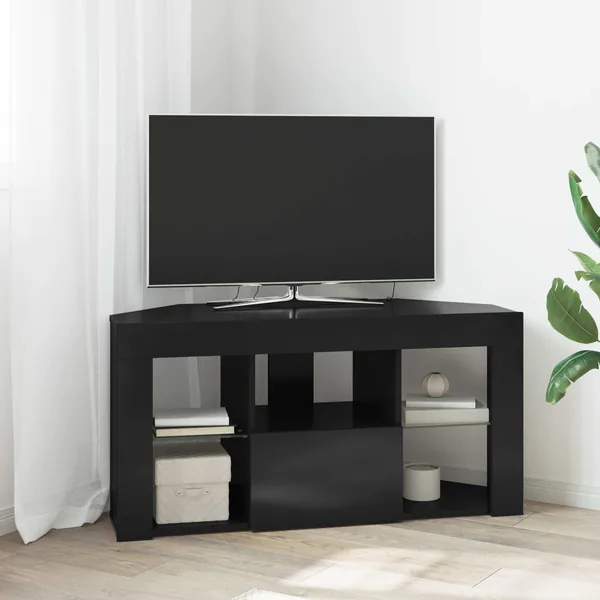 Meuble TV LED d'Angle Noir 100 x 40 x 50 cm Bois d'ingénierie