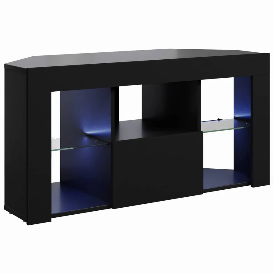 Meuble TV LED d'Angle Noir 100 x 40 x 50 cm Bois d'ingénierie - 2