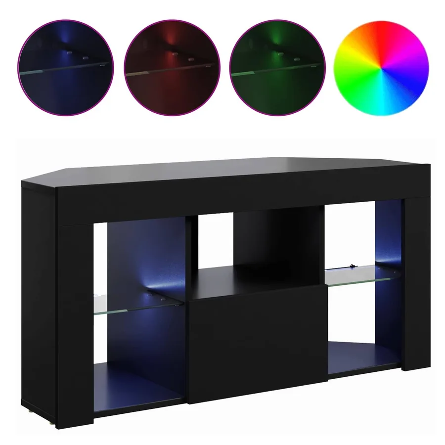 Meuble TV LED d'Angle Noir 100 x 40 x 50 cm Bois d'ingénierie - 4