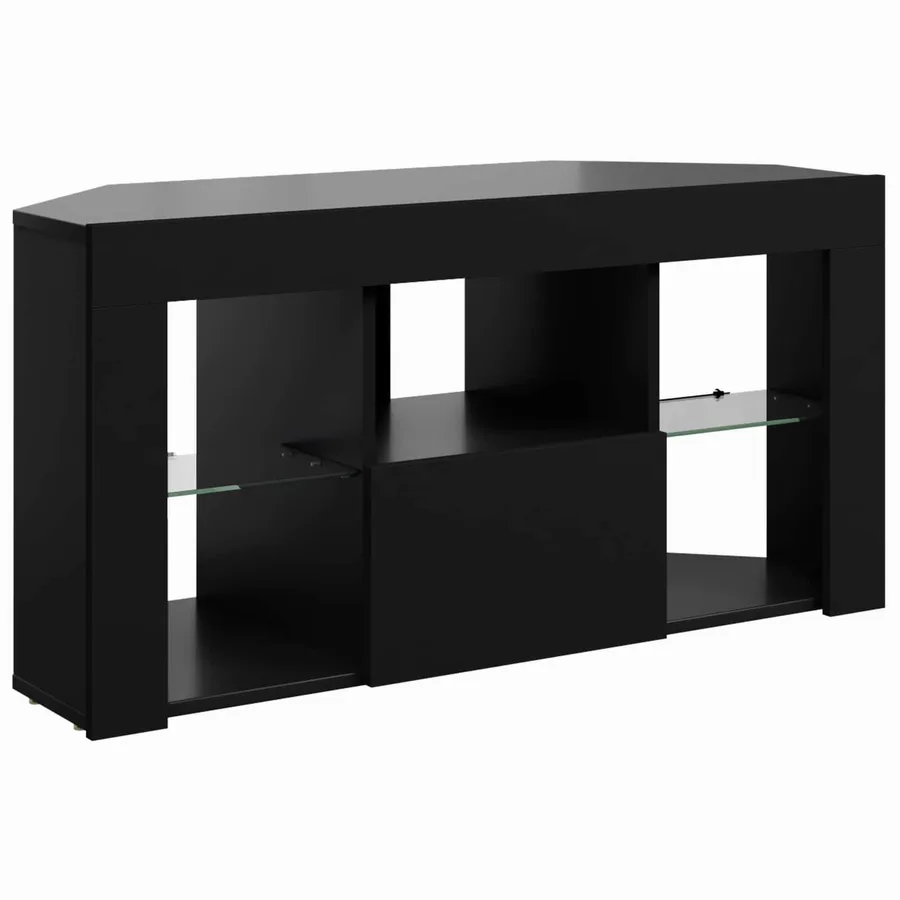 Meuble TV LED d'Angle Noir 100 x 40 x 50 cm Bois d'ingénierie - 6