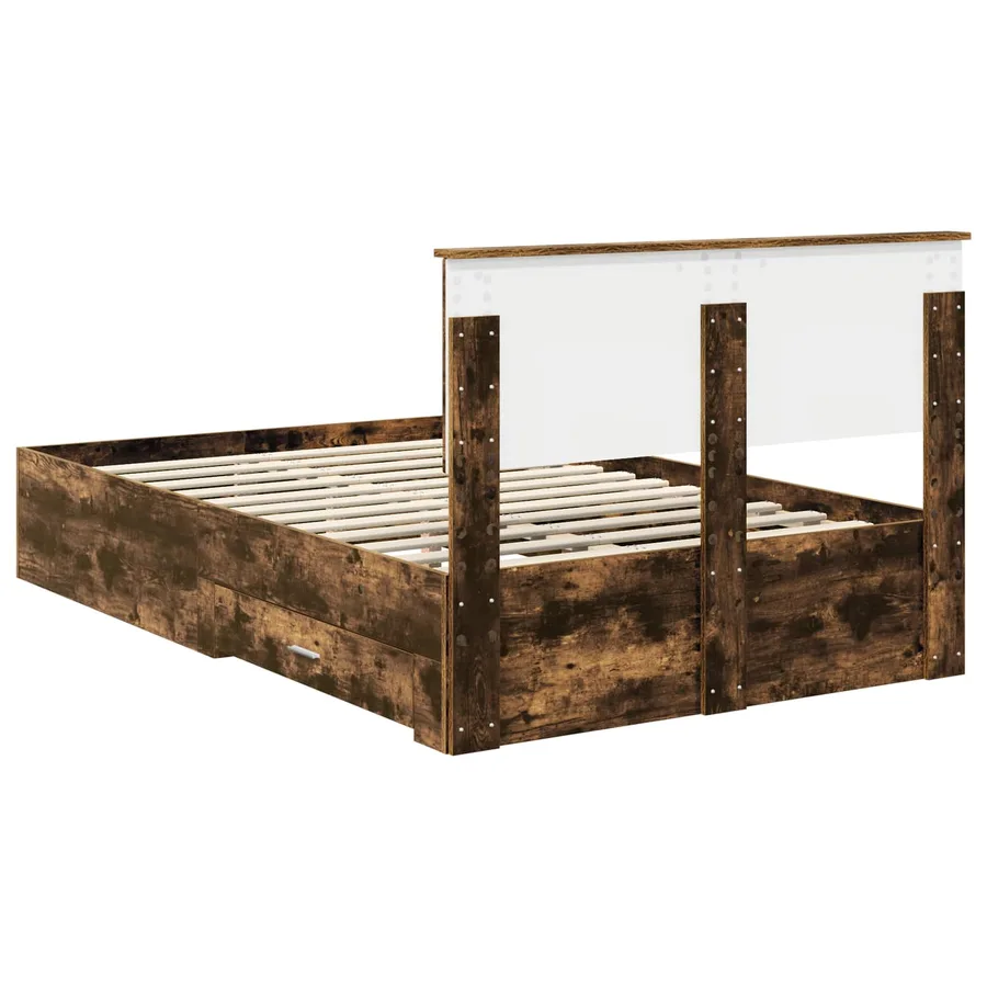 Cadre de lit Chêne fumé 135 x 190 cm Bois d'ingénierie - 10