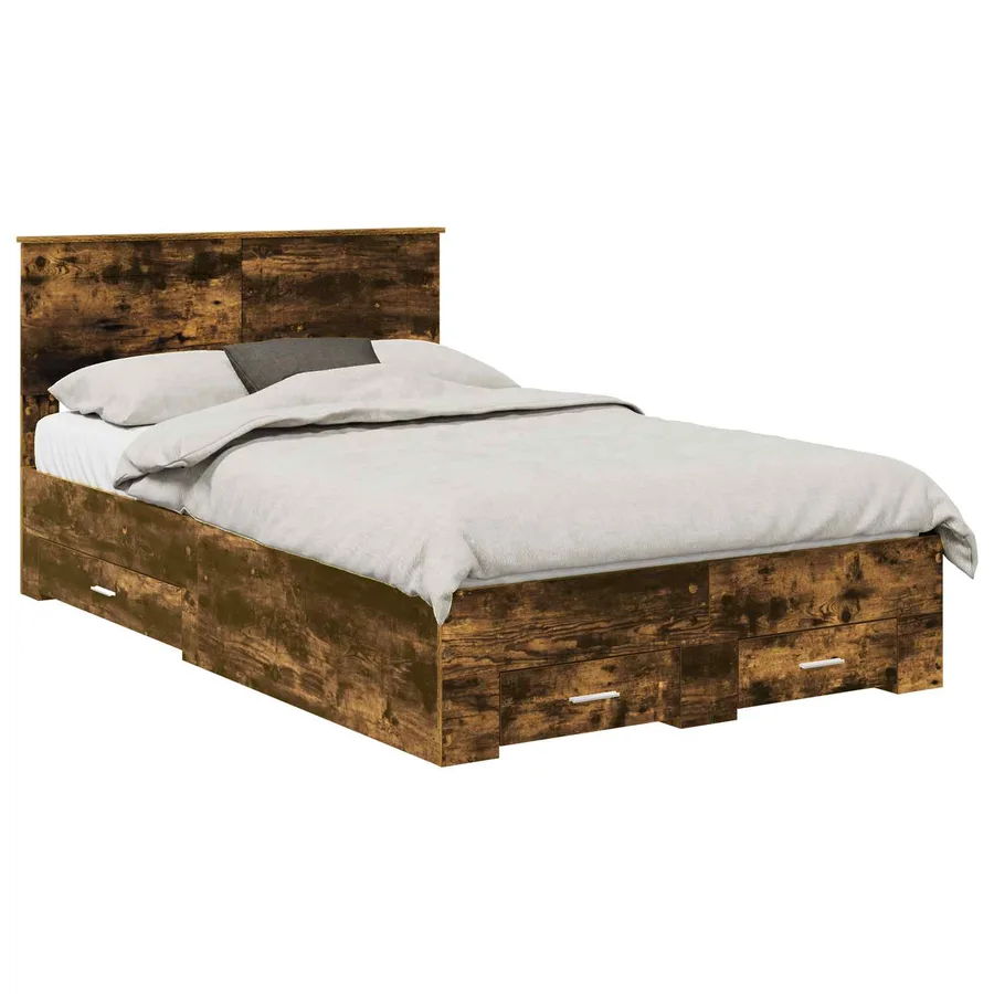 Cadre de lit Chêne fumé 135 x 190 cm Bois d'ingénierie - 2