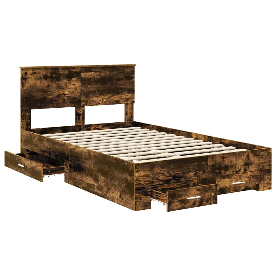 Cadre de lit Chêne fumé 135 x 190 cm Bois d'ingénierie - 5